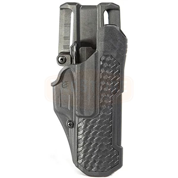 BLACKHAWK T-Series L2D LB Duty Holster Basketweave Glock 17/19/22/23/31/32/45/47 TLR-1/2 RH - Black