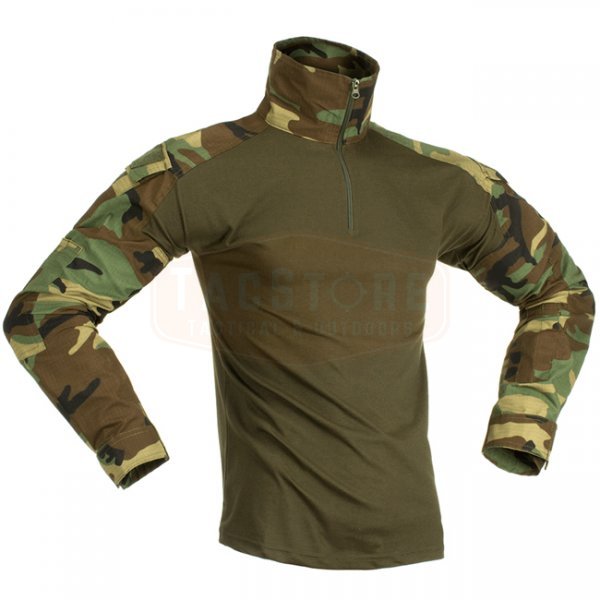 Invader Gear Combat Shirt - Woodland - L