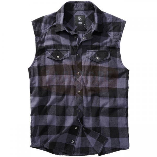 Brandit Checkshirt Sleeveless - Black / Grey - S