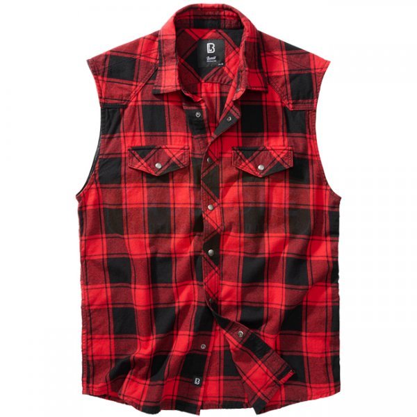 Brandit Checkshirt Sleeveless - Red / Black - 3XL