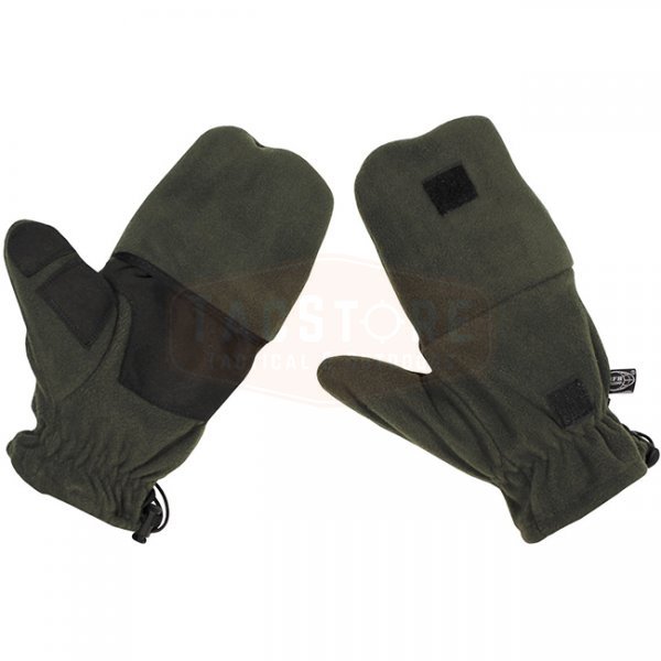 MFH Fleece Gloves Pull Loops - Olive - S