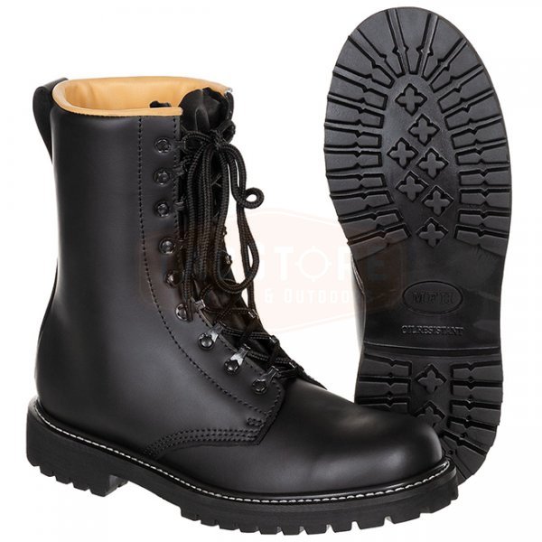 MFH Combat Boots Full-Grain Leather - Black - 38