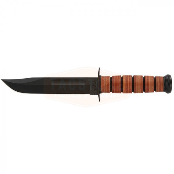 Ka-Bar Full Size Military Fighting Utility Knife Plain Blade & Leather Sheath - USMC