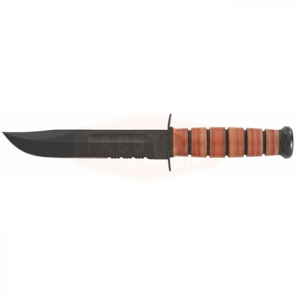 Ka-Bar Full Size Military Fighting Utility Knife Serrated Blade & Leather Sheath - USMC