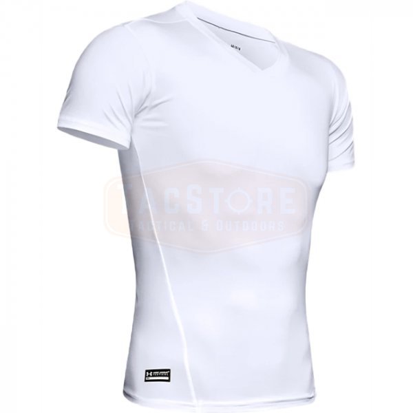 Under Armour Mens Tactical HeatGear Compression V-Neck T-Shirt - White - 2XL