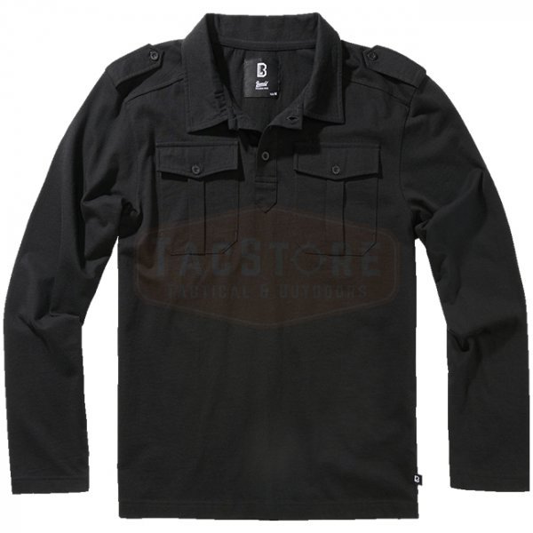 Brandit Jersey Poloshirt Willis Longsleeve - Black - S