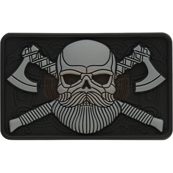 M-Tac Bearded Skull 3D Rubber Patch - Grey