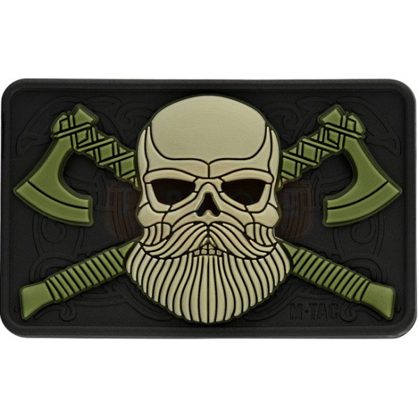 M-Tac Bearded Skull 3D Rubber Patch - Olive