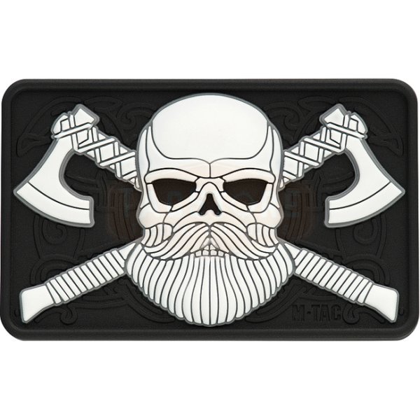 M-Tac Bearded Skull 3D Rubber Patch - White