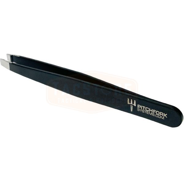 Pitchfork Flat Tip Tweezers - Black