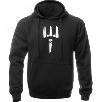 Pitchfork Casual Hoodie White Print - Black