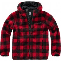 Brandit Teddyfleece Worker Jacket - Red / Black - S