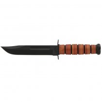 Ka-Bar Full Size Military Fighting Utility Knife Plain Blade & Leather Sheath - USMC