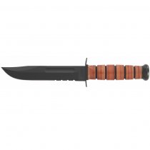 Ka-Bar Full Size Military Fighting Utility Knife Serrated Blade & Leather Sheath - USMC