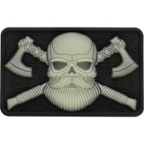 M-Tac Bearded Skull 3D Rubber Patch - Glow in the Dark