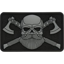 M-Tac Bearded Skull 3D Rubber Patch - Grey