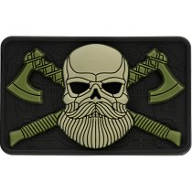 M-Tac Bearded Skull 3D Rubber Patch - Olive