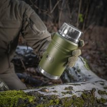 M-Tac Stainless 750ml Thermos & Folding Spoon - Olive